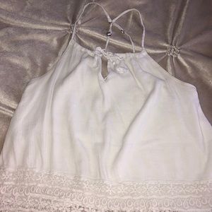 abercrombie & fitch white crochet tank